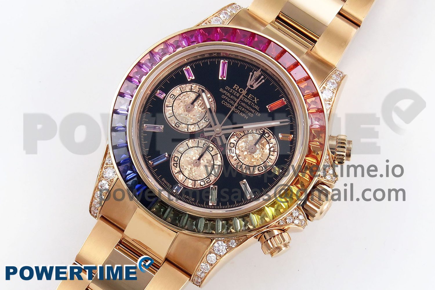 Daytona 116595RBOW RG Rainbow Crystal N6F Best Edition Black Dial on RG Bracelet SA4130 - Image 2