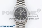 DayDate 40 SS JDF 904L Steel Gray Textured Stick Dial on President Bracelet VR3255 V3 (Gain Weight)