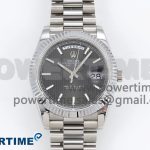 DayDate 40 SS QF 904L Steel Gray Textured Stick Dial on President Bracelet VR3255 V5 (Gain Weight)