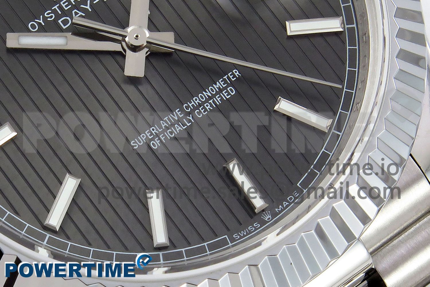 DayDate 40 SS JDF 904L Steel Gray Textured Stick Dial on President Bracelet VR3255 V3 (Gain Weight) - Image 5