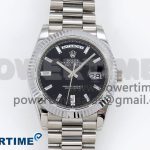 DayDate 40 SS QF 904L Steel Black Crystal Dial on President Bracelet VR3255 V5 (Gain Weight)