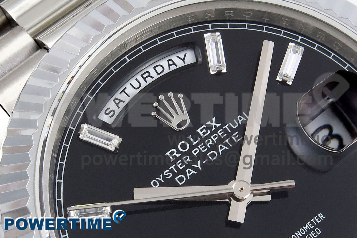 DayDate 40 SS JDF 904L Steel Black Crystal Dial on President Bracelet VR3255 V3 (Gain Weight) - Image 4