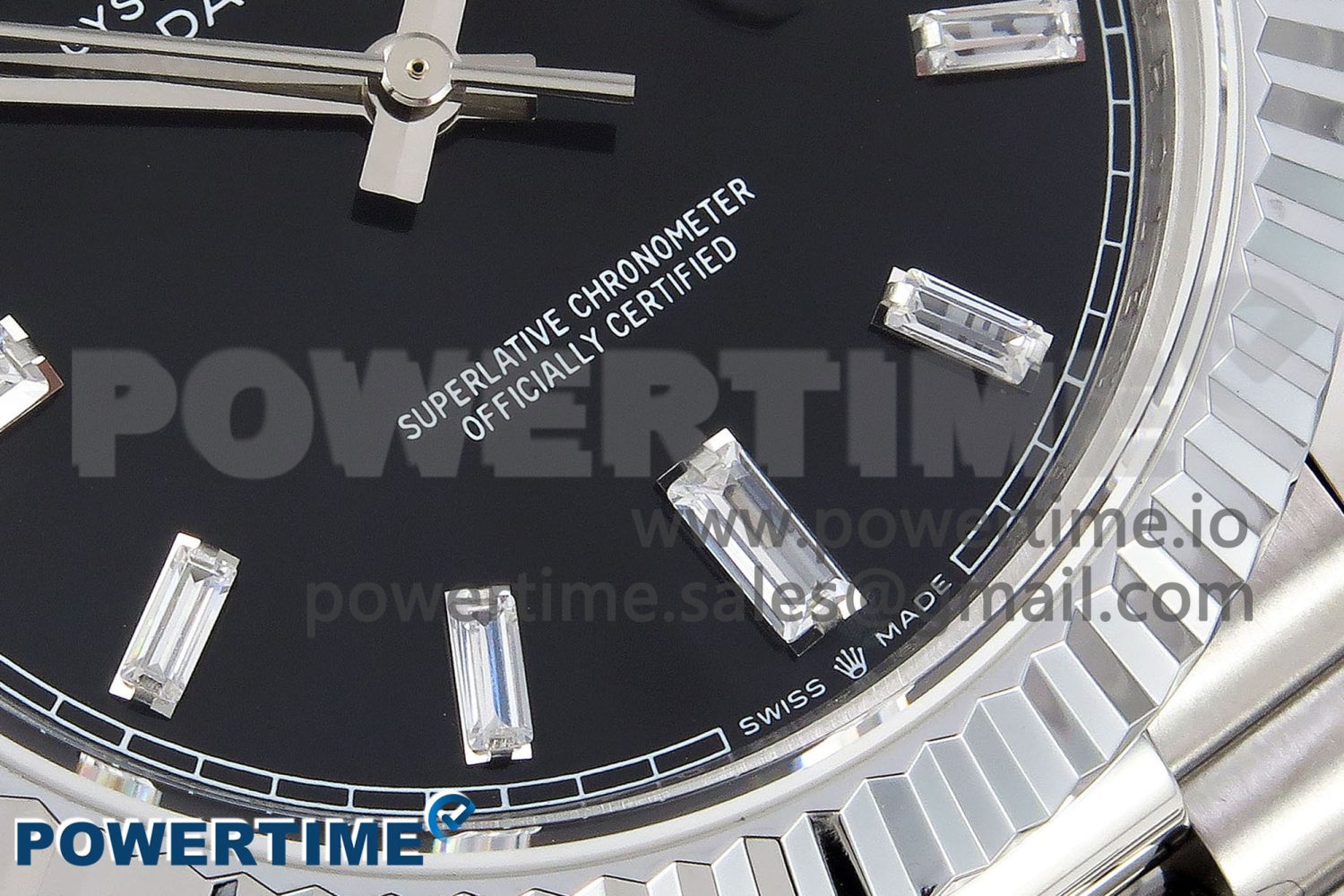 DayDate 40 SS JDF 904L Steel Black Crystal Dial on President Bracelet VR3255 V3 (Gain Weight) - Image 5