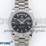 DayDate 40 SS QF 904L Steel Black Stick Dial on President Bracelet VR3255 V5 (Gain Weight)