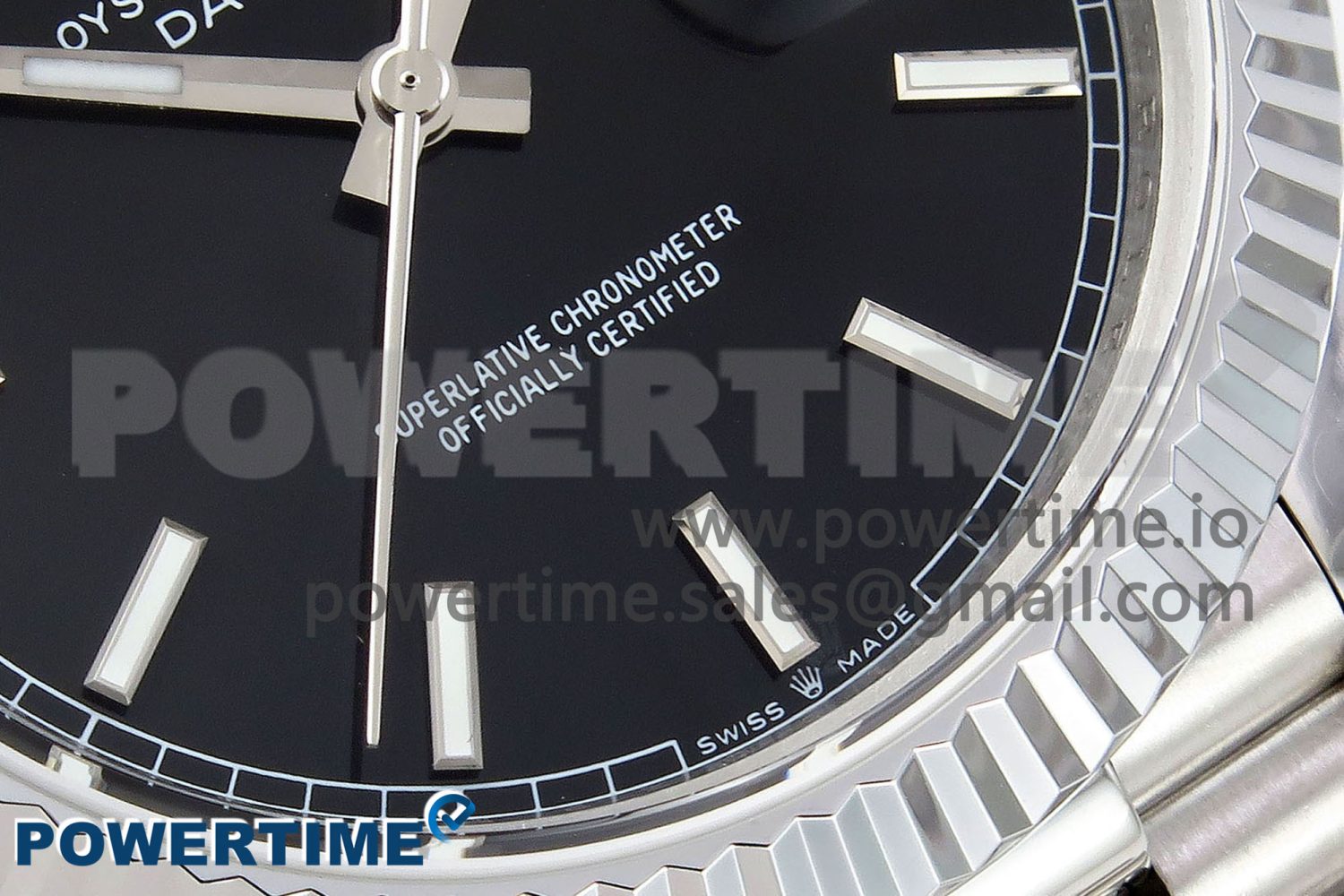 DayDate 40 SS JDF 904L Steel Black Stick Dial on President Bracelet VR3255 V3 (Gain Weight) - Image 5