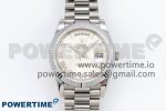 DayDate 40 SS JDF 904L Steel White Textured Roman Dial on President Bracelet VR3255 V3 (Gain Weight)