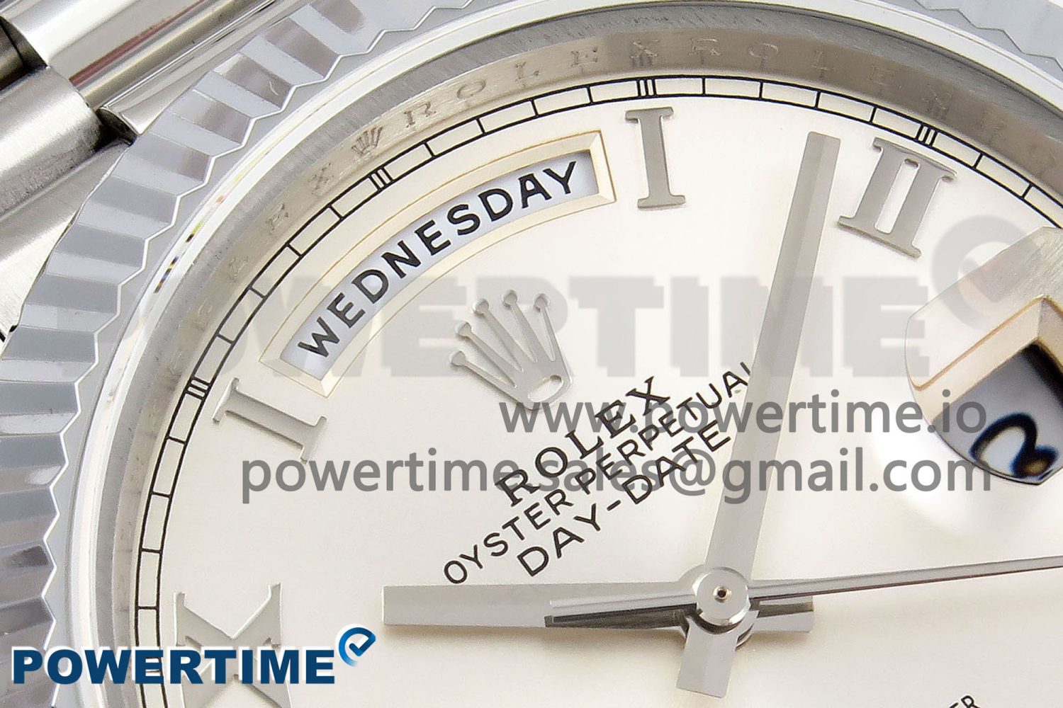 DayDate 40 SS JDF 904L Steel White Textured Roman Dial on President Bracelet VR3255 V3 (Gain Weight) - Image 4