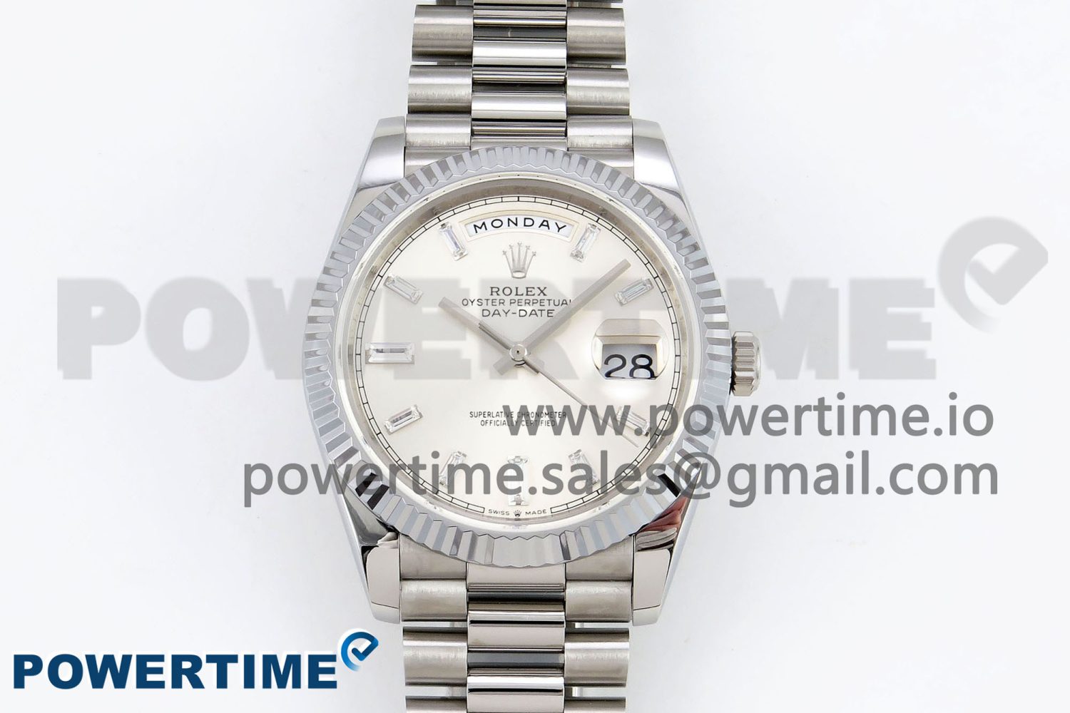 DayDate 40 SS JDF 904L Steel Silver Crystal Dial on President Bracelet VR3255 V3 (Gain Weight) - Image 1