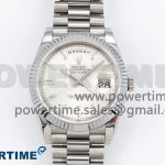 DayDate 40 SS QF 904L Steel Silver Crystal Dial on President Bracelet VR3255 V5 (Gain Weight)