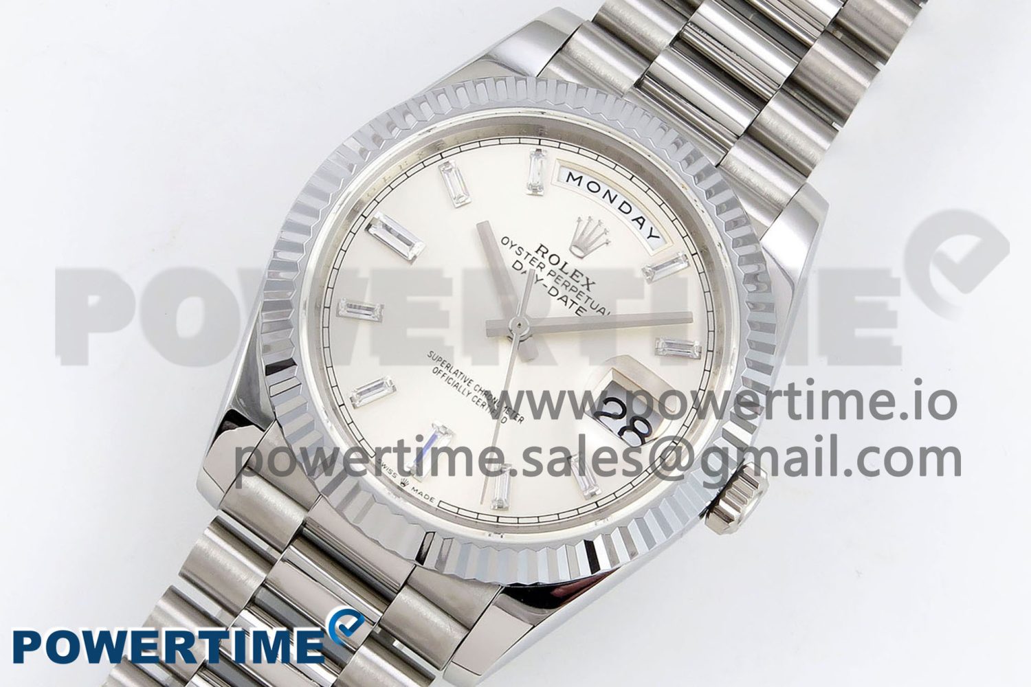 DayDate 40 SS JDF 904L Steel Silver Crystal Dial on President Bracelet VR3255 V3 (Gain Weight) - Image 2