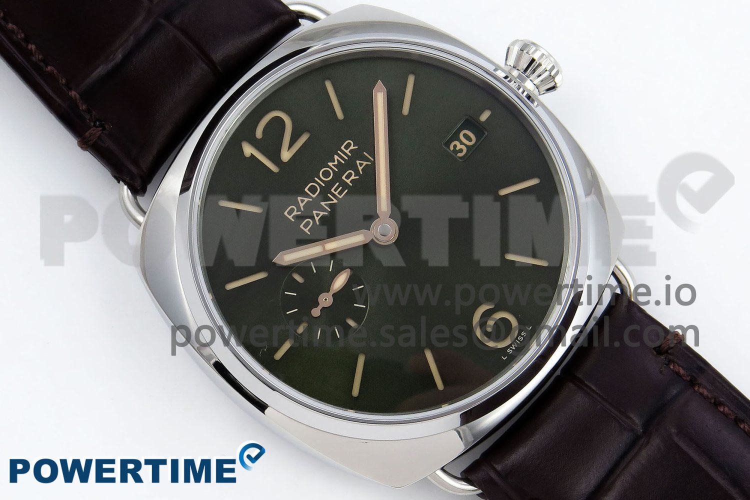PAM1386 Radiomir 40mm VSF 1:1 Best Edition Green Dial on Brown Leather Strap P900 - Image 3