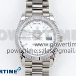 DayDate 40 SS QF 904L Steel White Stick Dial on President Bracelet VR3255 V5 (Gain Weight)