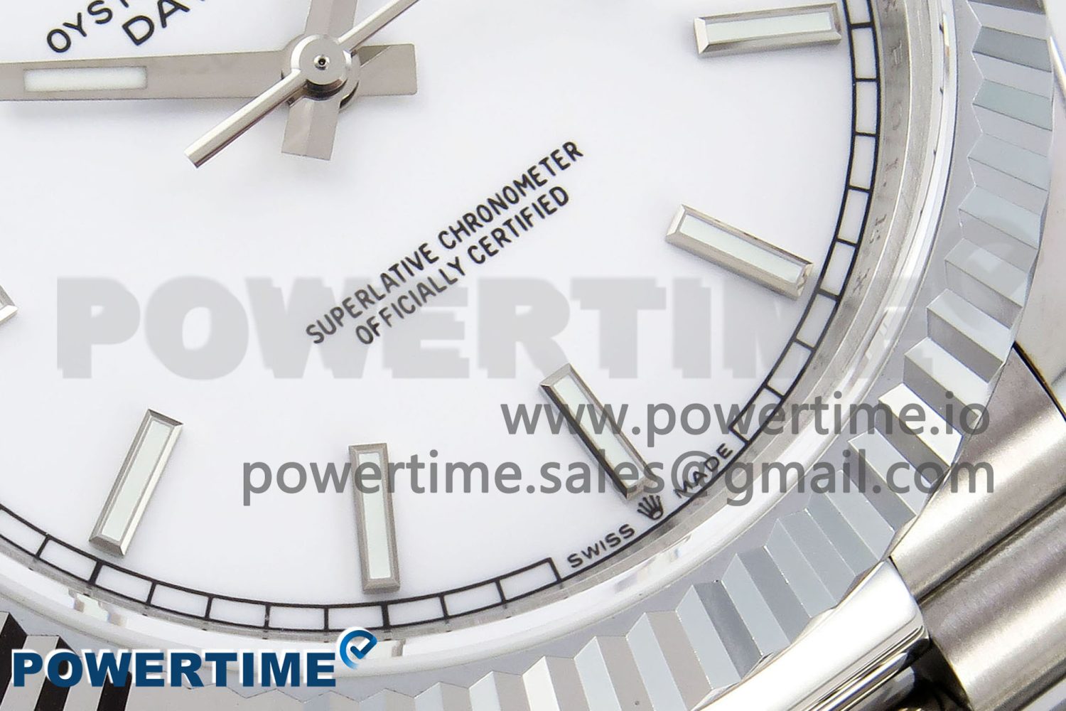 DayDate 40 SS JDF 904L Steel White Stick Dial on President Bracelet VR3255 V3 (Gain Weight) - Image 5