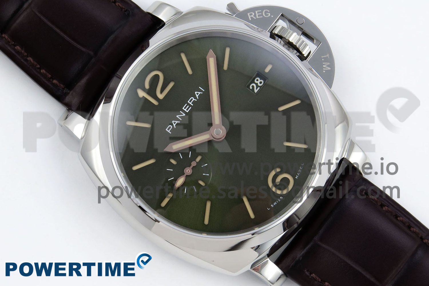 PAM1329 Luminor Due 42mm VSF 1:1 Best Edition Green Dial on Brown Leather Strap P900 - Image 3