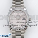 DayDate 40 SS QF 904L Steel Silver Moon Crystal Dial on President Bracelet VR3255 V5 (Gain Weight)