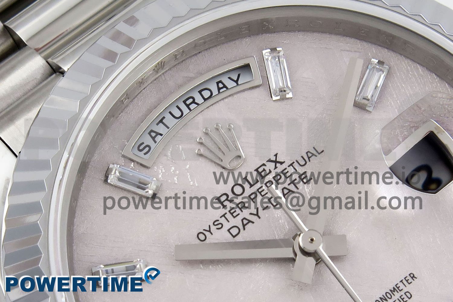 DayDate 40 SS JDF 904L Steel Silver Moon Crystal Dial on President Bracelet VR3255 V3 (Gain Weight) - Image 4