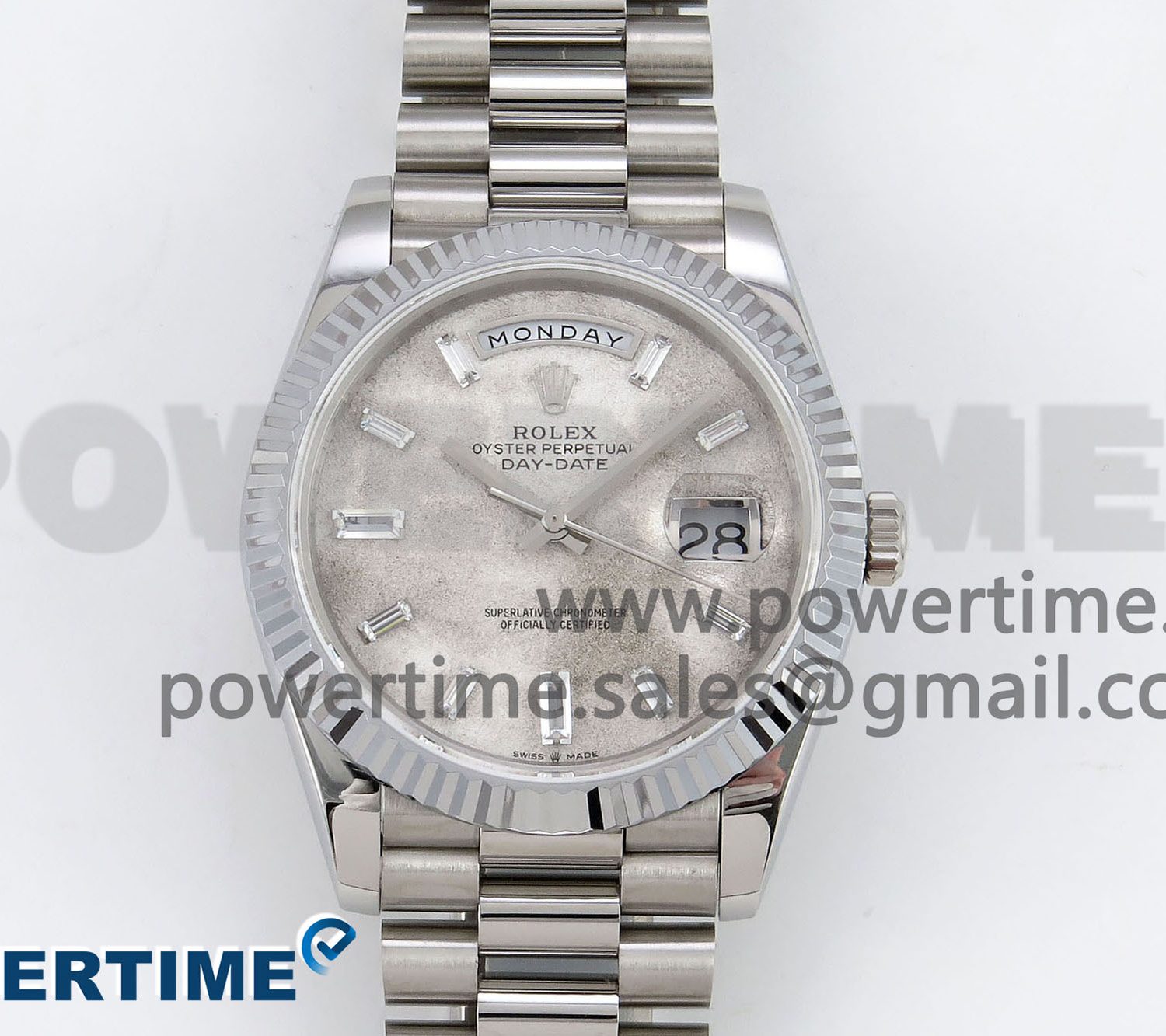 DayDate 40 SS JDF 904L Steel Moon Crystal Dial on President Bracelet VR3255 V3 (Gain Weight)