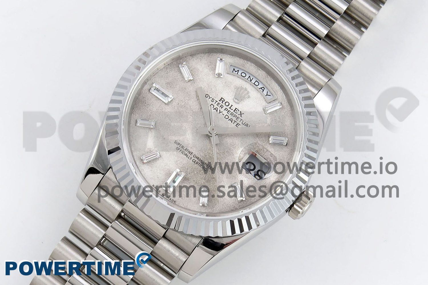 DayDate 40 SS JDF 904L Steel Moon Crystal Dial on President Bracelet VR3255 V3 (Gain Weight) - Image 2