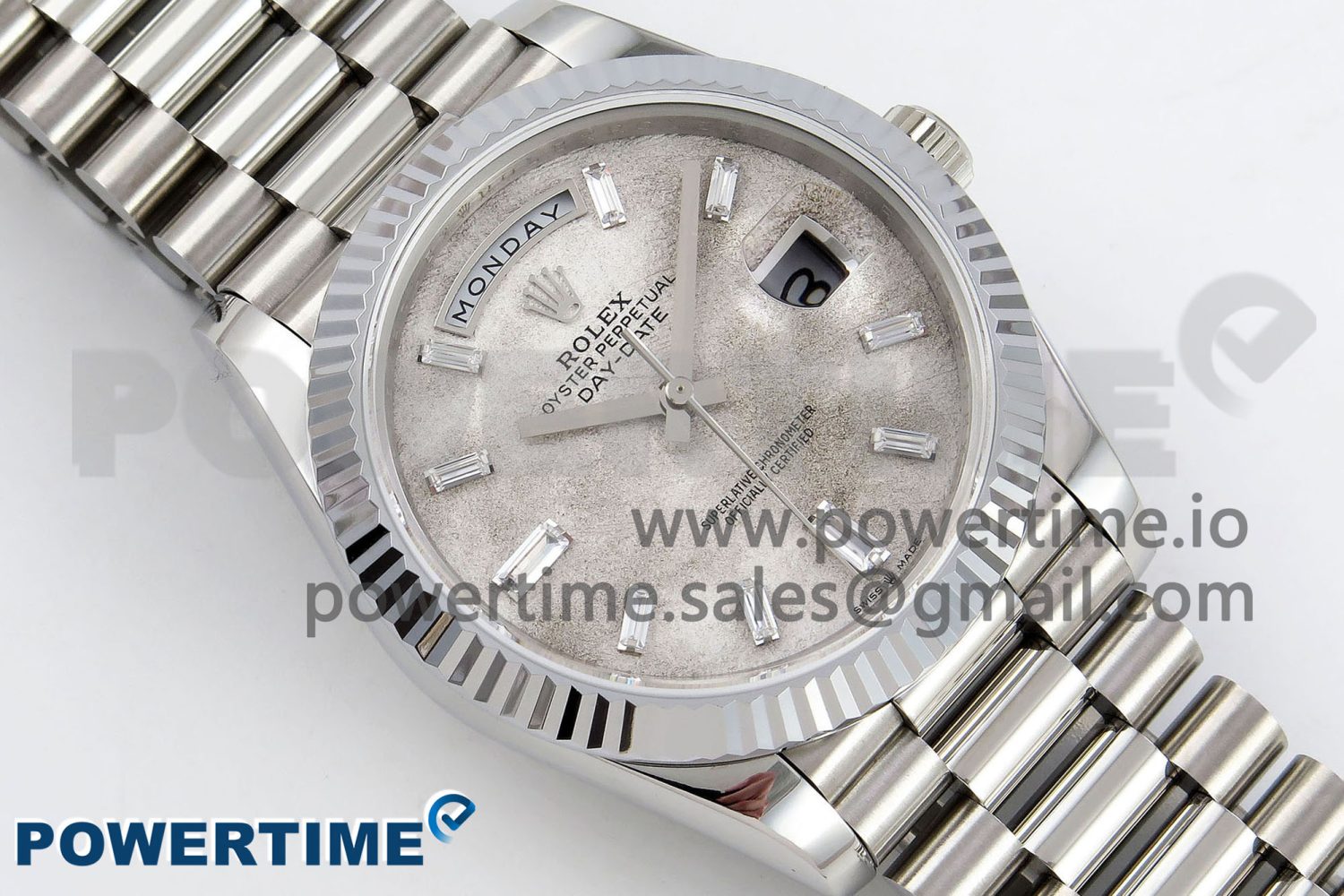 DayDate 40 SS JDF 904L Steel Moon Crystal Dial on President Bracelet VR3255 V3 (Gain Weight) - Image 3