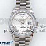 DayDate 40 SS QF 904L Steel White Big Roman Dial on President Bracelet VR3255 V5 (Gain Weight)