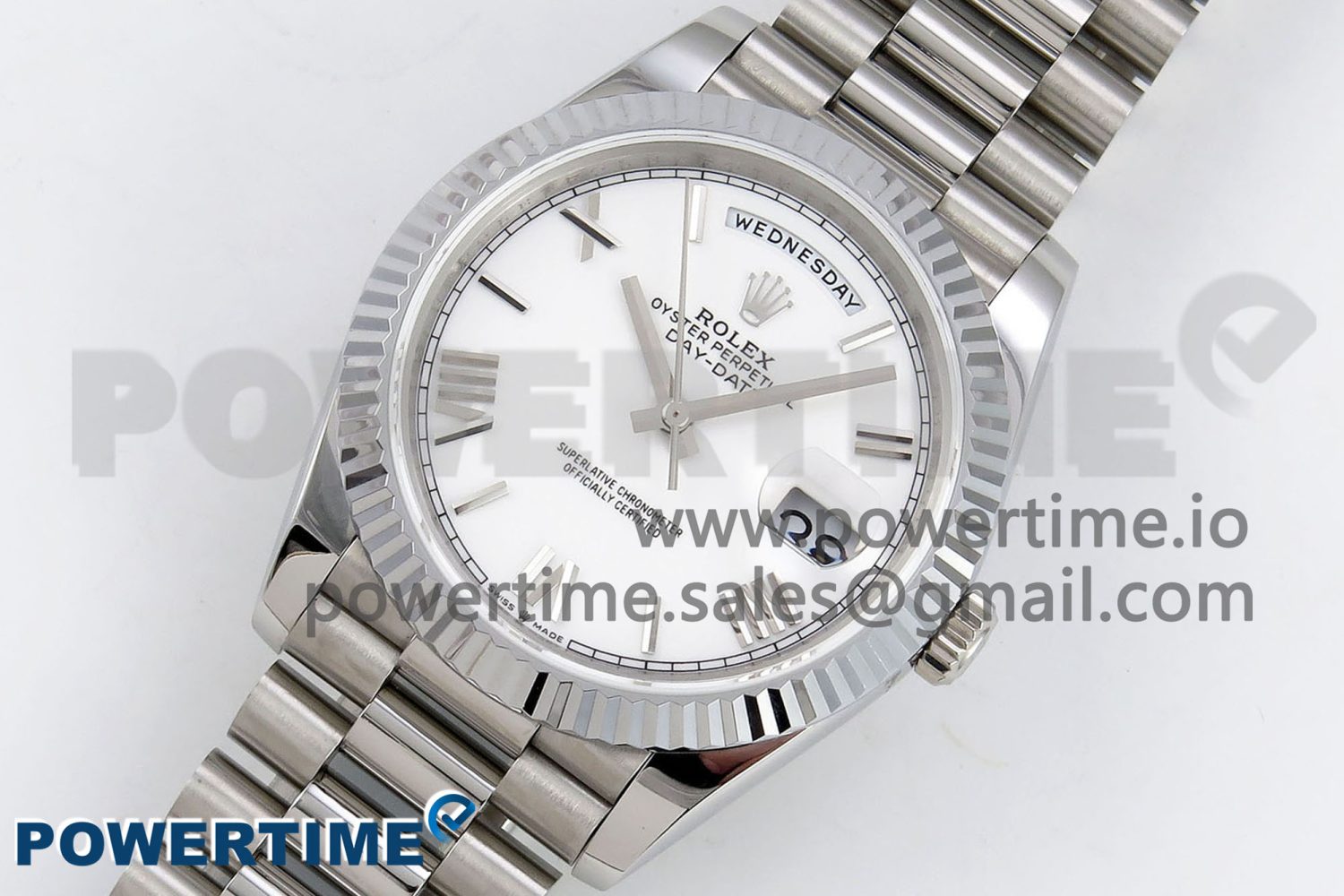 DayDate 40 SS JDF 904L Steel White Big Roman Dial on President Bracelet VR3255 V3 (Gain Weight) - Image 2