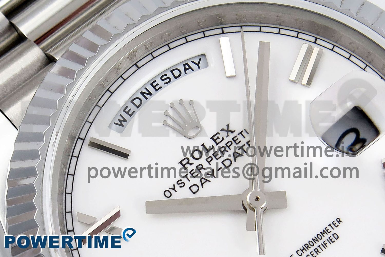 DayDate 40 SS JDF 904L Steel White Big Roman Dial on President Bracelet VR3255 V3 (Gain Weight) - Image 4