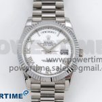DayDate 40 SS JDF 904L Steel White Roman Dial on President Bracelet VR3255 V3 (Gain Weight)