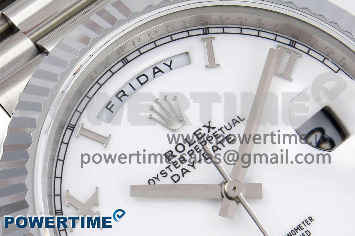DayDate 40 SS JDF 904L Steel White Roman Dial on President Bracelet VR3255 V3 (Gain Weight) - Image 4