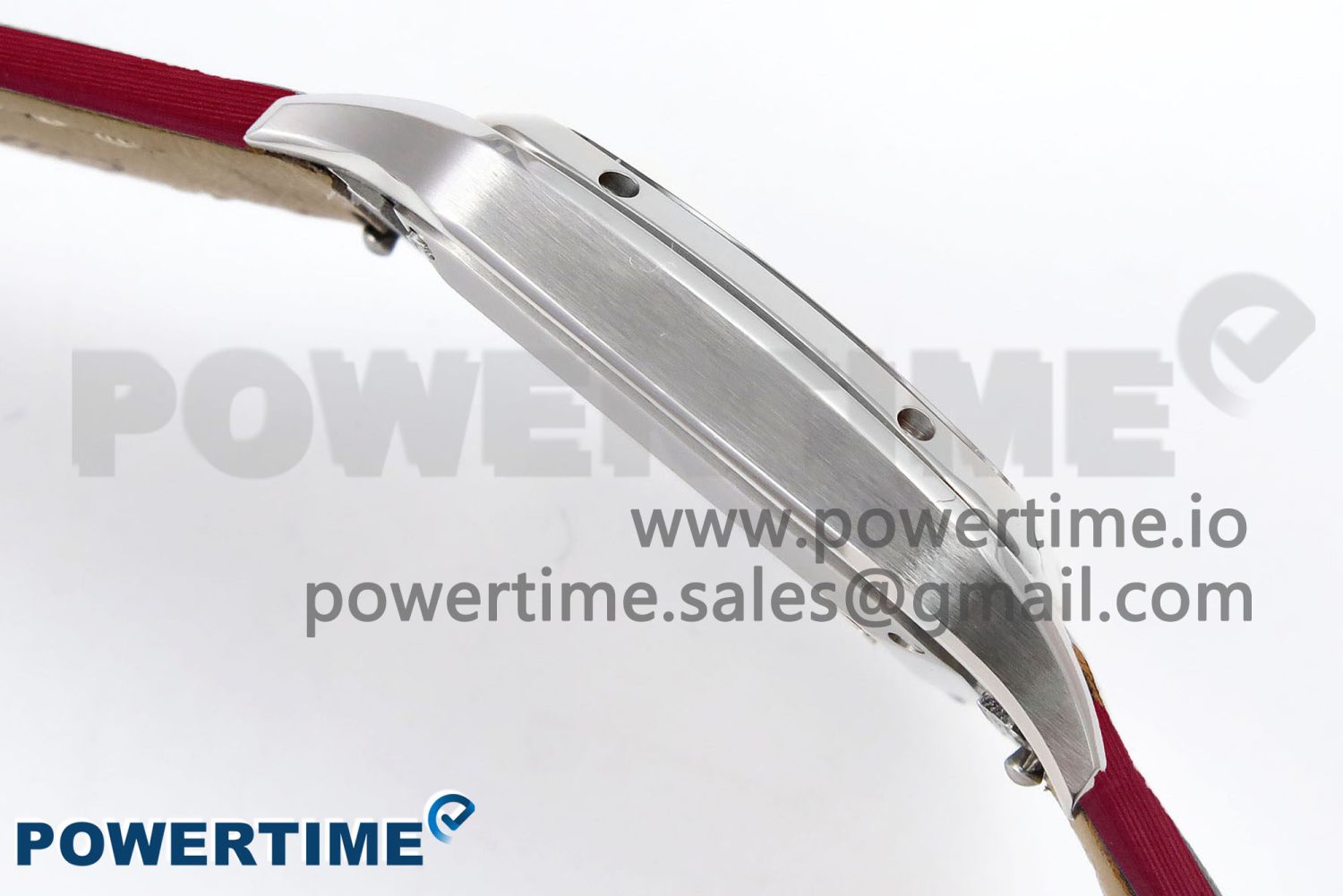 Santos Dumont 27.5mm SS AF 1:1 Best Edition Silver Dial on Red Fabric Strap A157 - Image 6