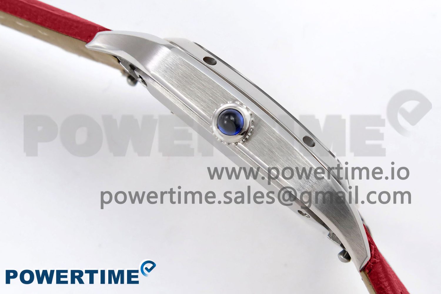 Santos Dumont 27.5mm SS AF 1:1 Best Edition Silver Dial on Red Leather Strap A157 - Image 6