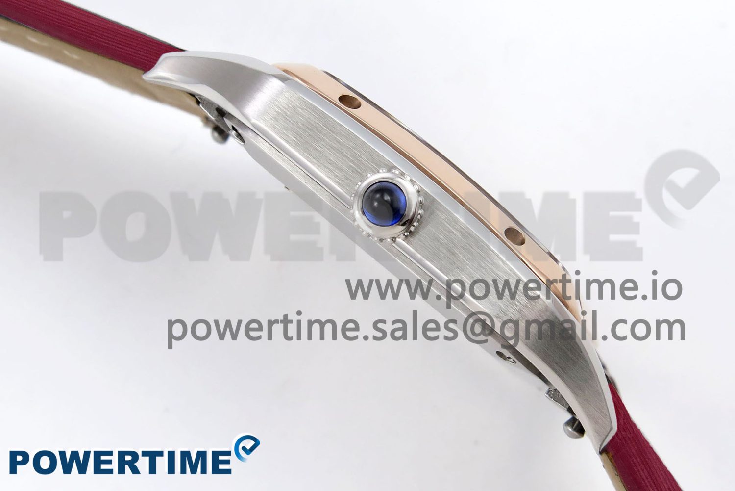 Santos Dumont 27.5mm SS/RG AF 1:1 Best Edition Silver Dial on Red Fabric Strap A157 - Image 6