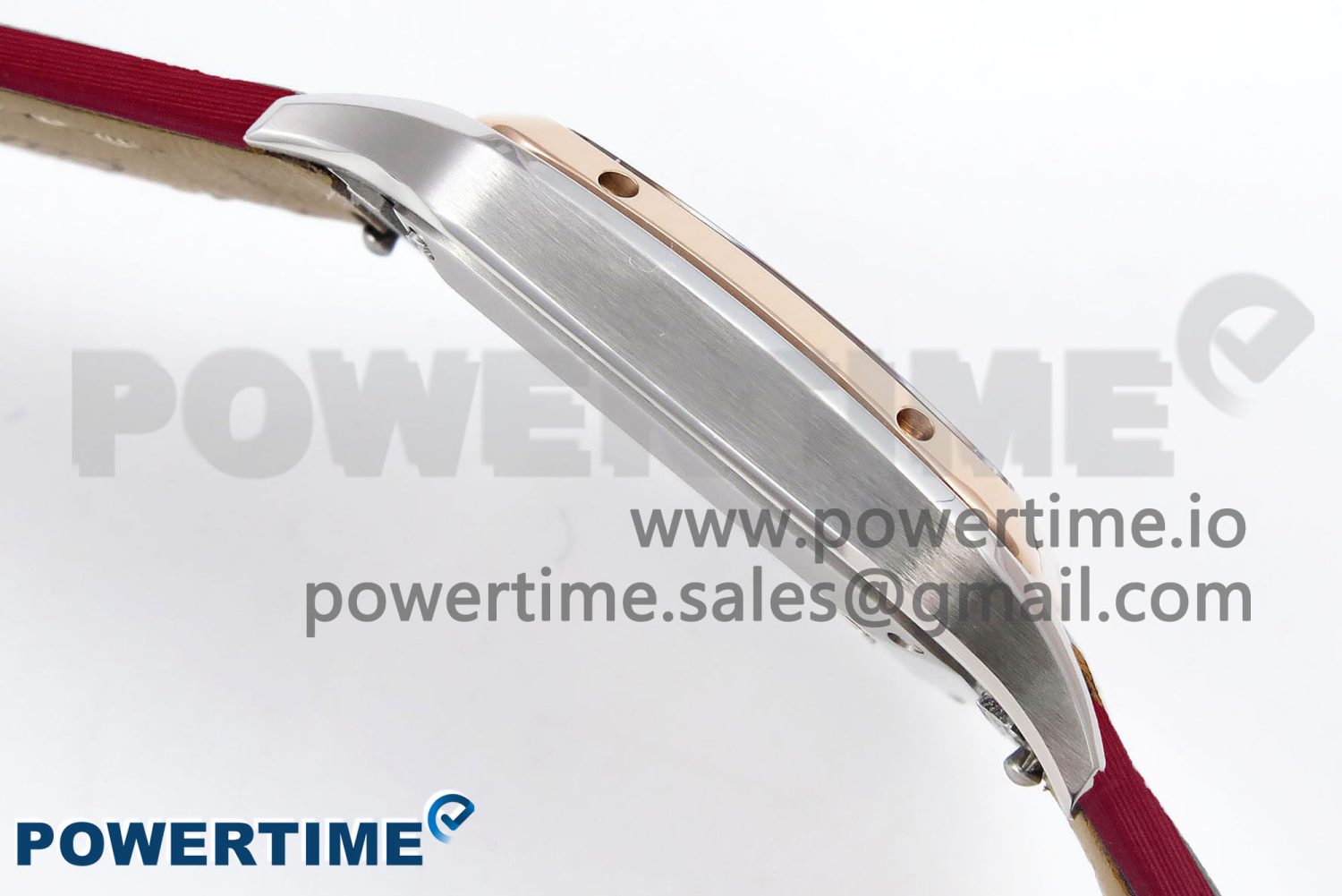 Santos Dumont 27.5mm SS/RG AF 1:1 Best Edition Silver Dial on Red Fabric Strap A157 - Image 7