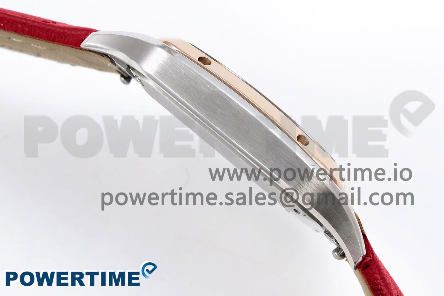 Santos Dumont 27.5mm SS/RG AF 1:1 Best Edition Silver Dial on Red Leather Strap A157 - Image 7
