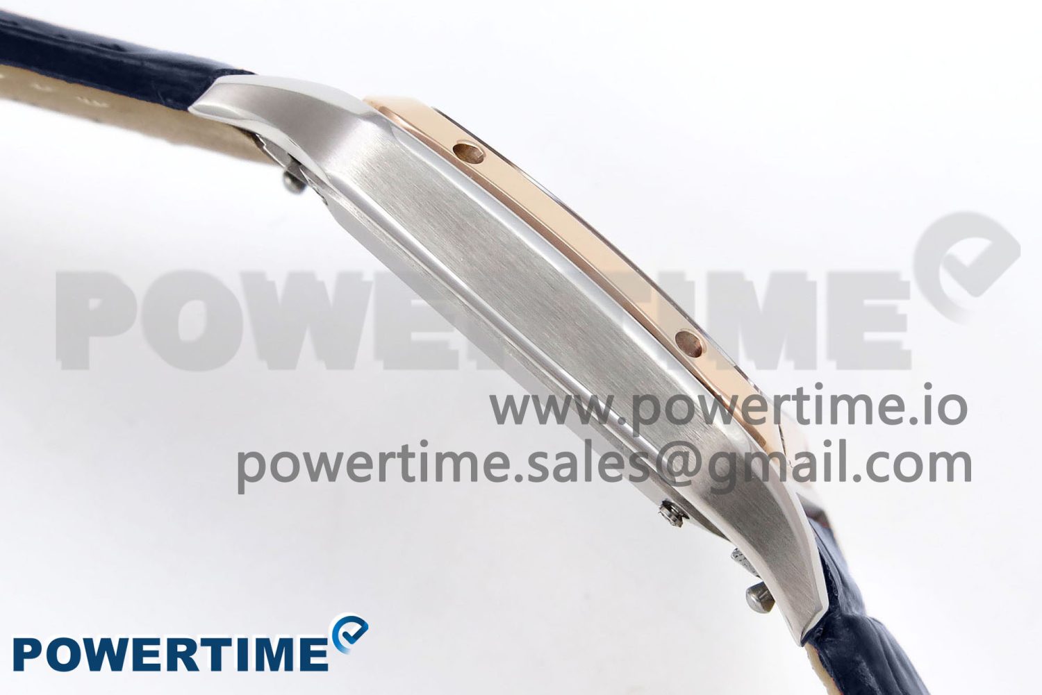 Santos Dumont 27.5mm SS/RG AF 1:1 Best Edition Silver Dial on Blue Croco Strap A157 - Image 7