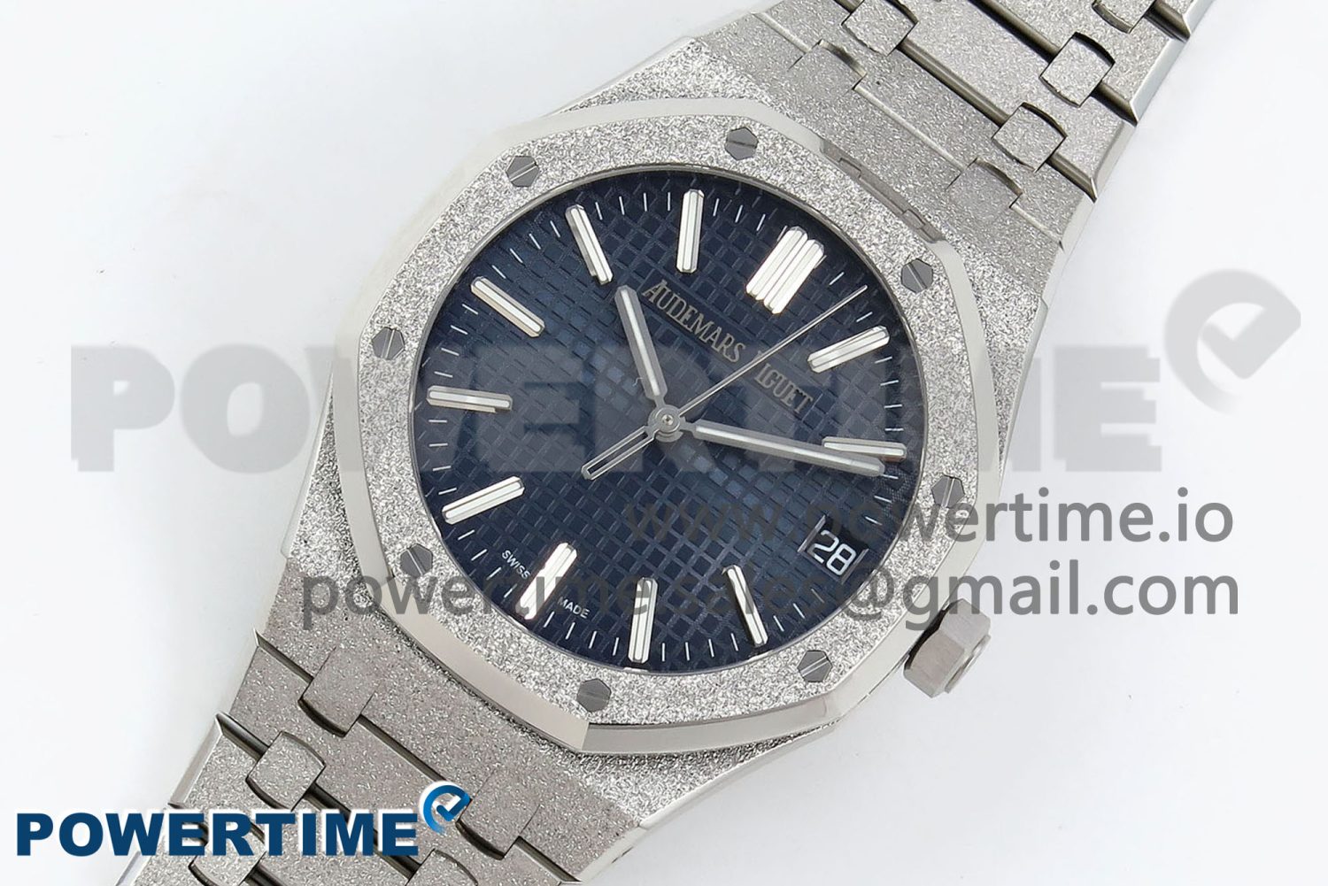 Royal Oak 41mm 15500 SS APSF 1:1 Best Edition Blue Textured Dial on SS Bracelet SA4302 Super Clone - Image 2