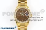 Day Date 36 YG RAF Best Edition Diamond Bezel Brown Wood Dial on YG Bracelet A2836