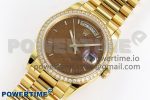 Day Date 36 YG RAF Best Edition Diamond Bezel Brown Wood Dial on YG Bracelet A2836 - Image 2