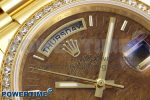 Day Date 36 YG RAF Best Edition Diamond Bezel Brown Wood Dial on YG Bracelet A2836 - Image 4