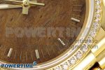 Day Date 36 YG RAF Best Edition Diamond Bezel Brown Wood Dial on YG Bracelet A2836 - Image 5