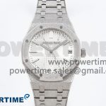 Royal Oak 41mm 15500 SS APSF 1:1 Best Edition White Textured Dial on SS Bracelet SA4302 Super Clone