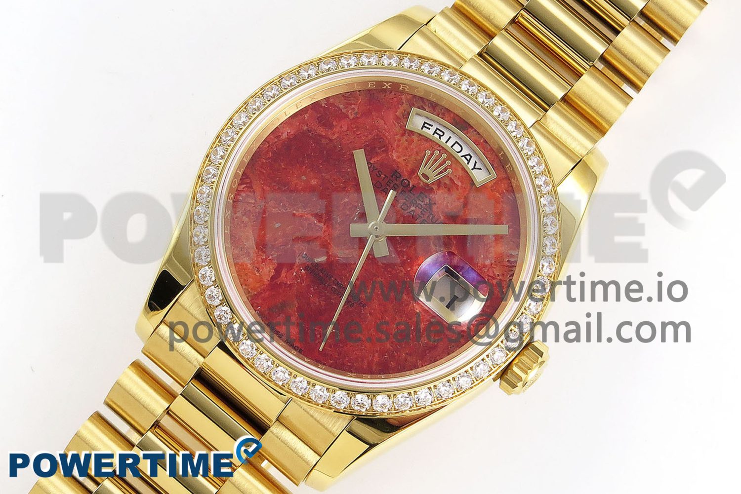 Day Date 36 YG RAF Best Edition Diamond Bezel Rock Dial on YG Bracelet A2836 - Image 2