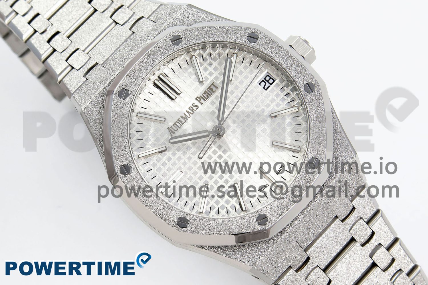 Royal Oak 41mm 15500 SS APSF 1:1 Best Edition White Textured Dial on SS Bracelet SA4302 Super Clone - Image 3