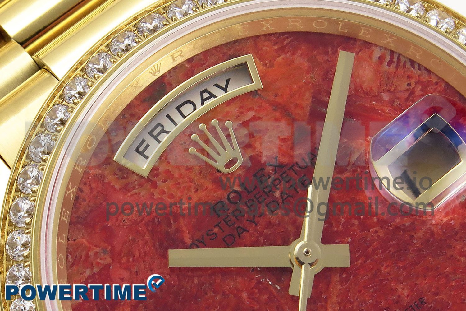 Day Date 36 YG RAF Best Edition Diamond Bezel Rock Dial on YG Bracelet A2836 - Image 4