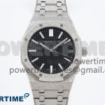 Royal Oak 41mm 15500 SS APSF 1:1 Best Edition Black Textured Dial on SS Bracelet SA4302 Super Clone