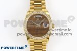 Day Date 36 YG RAF Best Edition Diamond Bezel Brown Wave Dial on YG Bracelet A2836