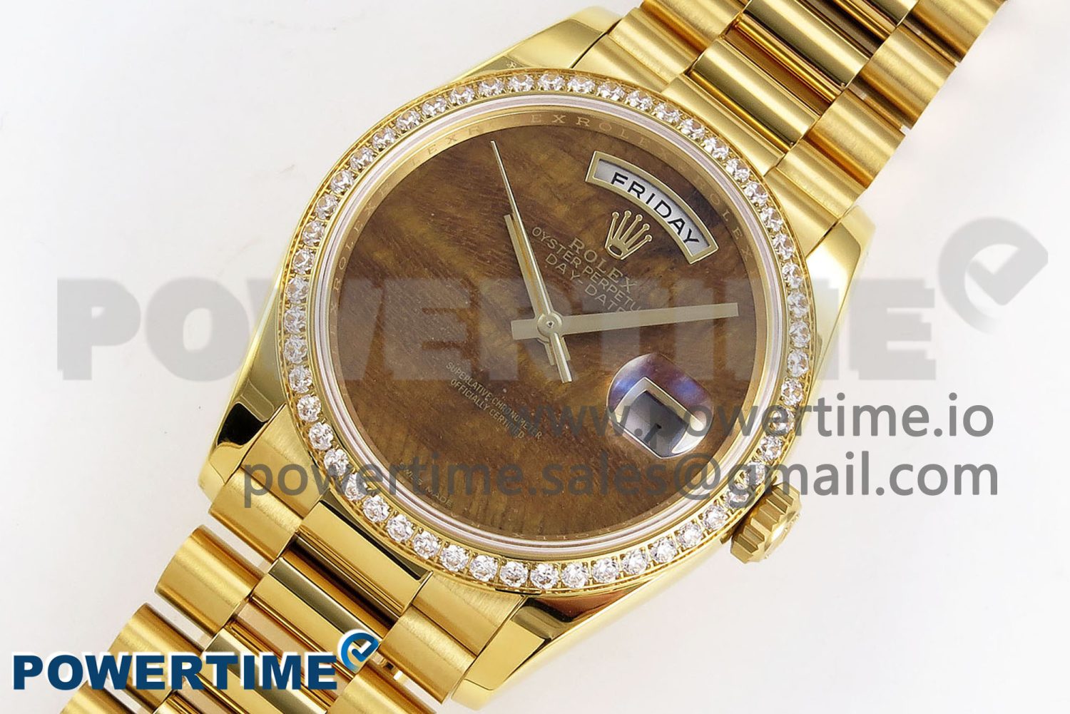 Day Date 36 YG RAF Best Edition Diamond Bezel Brown Wave Dial on YG Bracelet A2836 - Image 2