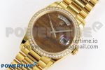 Day Date 36 YG RAF Best Edition Diamond Bezel Brown Wave Dial on YG Bracelet A2836 - Image 2