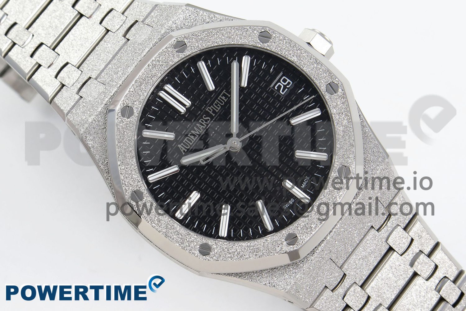 Royal Oak 41mm 15500 SS APSF 1:1 Best Edition Black Textured Dial on SS Bracelet SA4302 Super Clone - Image 3