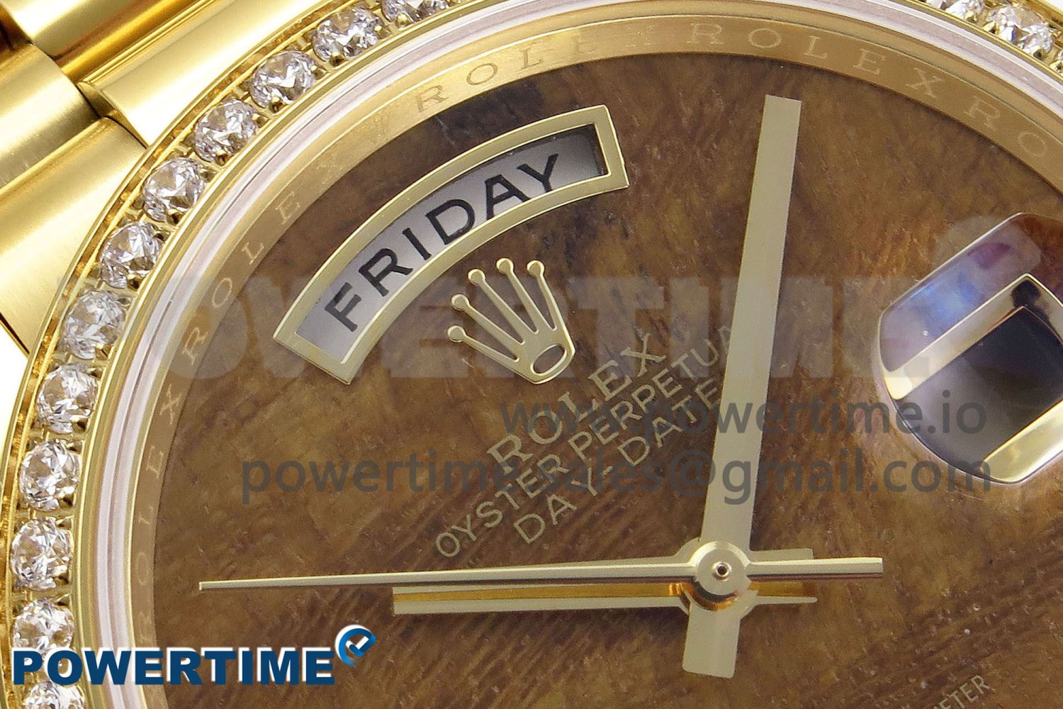 Day Date 36 YG RAF Best Edition Diamond Bezel Brown Wave Dial on YG Bracelet A2836 - Image 4