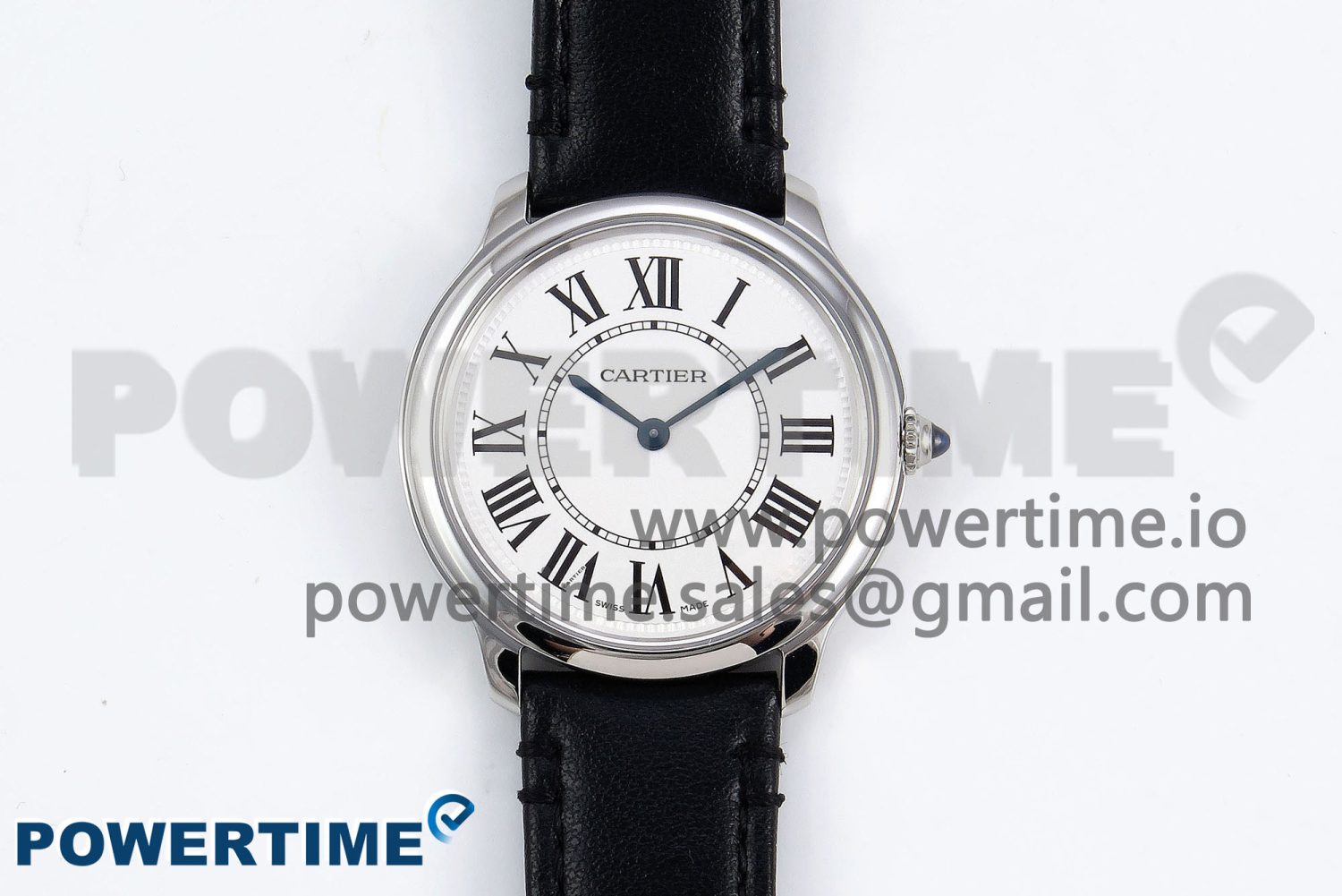 Ronde De Cartier 29mm DRF 1:1 Best Edition Sandblasted Silver-Plated White Dial on Black Leather Strap Ronda Quartz - Image 1